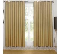 Pikk - Blackout Cosmos - Plain 3-Pass Blackout Lined Curtains - 40mm Eyelet Header - Polyester (Gold, 229 x 183cm / 90"x 72")