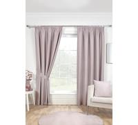 Pikk - Blackout Lined Eclipse - Plain Blackout Lined Curtains - 3" Tape/Pencil Pleat Header - Polyester (Blush, 66" x 72" / 168cm x 183cm)