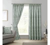 Pikk - Fully Lined Keswick - Floral Fully Lined Curtains - Pencil Pleat / 3" Tape Header - 100% Polyester (Sage, 90" x 90" / 229cm x 229cm)