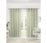 Pikk - Fully Lined Sade - Floral Fully Lined Curtains - 40mm Eyelet/Ring Top Header - Polycotton (Green, 66" x 54" / 168cm x 113cm)