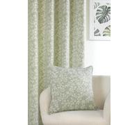 Pikk - Fully Lined Sade - Floral Fully Lined Curtains - 40mm Eyelet/Ring Top Header - Polycotton (Green, Cushion Cover (Single))