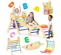 Pikler Triangle Set, 9-in-1 Foldable Wooden Climbing Set