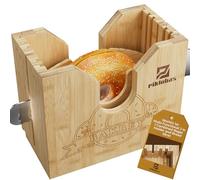 Piklohas 2025 Upgrade Bagel Slicer, Bamboo Bagel Cutter Holder for Small and Large Bagels, Bread Slicer for Buns, English Muffins, 2 Adjustable Thickness, Anti-Slip Mat, Ideal for Gift（No Knife