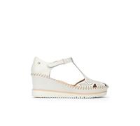 Pikolinos for woman. W3Z-1991 Aguadulce white leather sandals -Waist 7cm height (41), 5 to 8 cm, Velcro, Casual