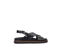 Pikolinos Aitana Flat Leather Sandals for Women, Black/White, 3 UK