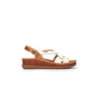 Pikolinos CADAQUES Leather Wedge Sandals for Lady, Cream, 40 EU
