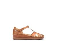 Pikolinos for woman. W8K-0705C1 Brown leather sandals Cadaques (37), 3 to 5 cm, Velcro, Casual