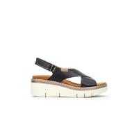 Pikolinos Gomera Leather Wedge Sandals for Women, black, 7 UK