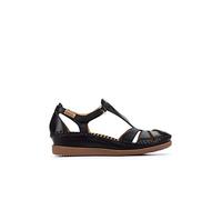 Cadaques Leather Sandals with Wedge Heel Black