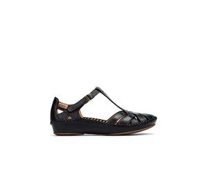 Pikolinos Leather Flat Sandals P. Vallarta 655 Black