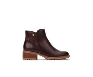 Pikolinos Medina Leather Heel Ankle Boots for Women, Caoba, 8-8.5 UK