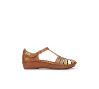 Pikolinos for woman. 655-0843C4 Semi open-toed leather shoes with brown P. Vallarta hook-and-loop fasteners (40), 1 to 3 cm, Velcro, Casual