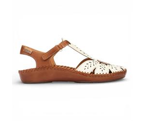 Pikolinos P.Vallarta Women’s Tan Cream Cushioned Wedge Semi-Open Sandals