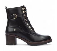 Pikolinos Women's Llanes Black Leather Ankle Mid-Heel Zip Lace Up Combat Boots