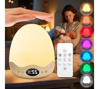 PIKOY Egg Light Baby Night Light with Clock,10 Colors &10 Brightness Levels, Rechargeable Touch & Remote Control Night Light for Newborn,Night Feeds,Kids,Toddler-Perfect Baby Gift & Baby Essentials