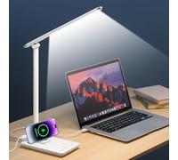 PIKOY LED Desk Lamp - 72 LED Table Lamp with 75 Modes, Adjustable 900LM Light, Dimmable Bedside Lamp with USB Charging Port, Timer & Night Light for Study, Reading, Bedroom & Office