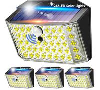 PIKOY Outdoor Solar Lights, 246LED Unique Lens Design Super Bright, 3 Modes Solar Security Lights Outdoor Motion Sensor, 320°+2000LM, 8-12h Use, IP65 Waterproof Garden Lights