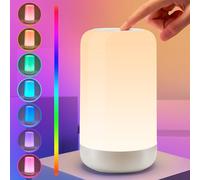 PIKOY Rechargeable Lamp, RGB & 10 Brightness LED Touch Night Light, 2400mah Cordless Battery Lamp for Bedroom & Portable Touch Lamps Bedside, Fun Gifts for Women, Baby, Kids, Bedroom, Living Room