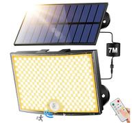 PIKOY Solar Lights Outdoor Solar Lights,[268 LED/7M/5 Modes] Remote Solar Security Light,IP65 Outdoor Garden,Garage,Doorway[3000K-WARM Light]
