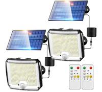 PIKOY Solar Security Lights Outdoor Motion Sensor, [318LED/5Modes/10M] Solar Lights Outdoor Garden,Remote & IP65 Battery Powered Outdoor Lights[2PCS]