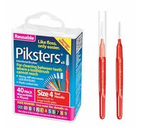 Piksters Interdental Brush Medium/Large Gaps 40 Pack Red Size 4
