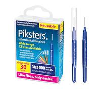 Piksters Interdental Brushes 30 pk, Size 000, for Extremely Tight and Fine Teeth Gaps, Gum Soft Bristles for Plaque Removal, Safe for Braces