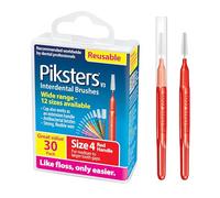 Piksters Interdental Brushes 30 pk, Size 4, for Medium Gaps, Gum Soft Bristles for Plaque Removal, Safe for Braces