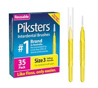 Piksters Interdental Brushes, 35 pk, Size 3, Interdental Tooth Brush for Medium Gaps, Gum Soft Bristles for Plaque Removal, Safe for Braces
