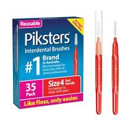 Piksters Interdental Brushes, 35 pk, Size 4, Interdental Tooth Brush for Medium Gaps, Gum Soft Bristles for Plaque Removal, Safe for Braces