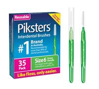 Piksters Interdental Brushes, 35 pk, Size 6, Interdental Tooth Brush for Larger Gaps, Gum Soft Bristles for Plaque Removal, Safe for Braces
