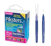 Piksters Interdental Brushes, 40 pk, Size 000, Interdental Tooth Brush for Extremely Tight and Fine Teeth Gaps, Gum Soft Bristles for Plaque Removal, Safe for Braces
