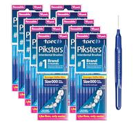 Piksters Interdental Brushes, Size 000, 10 Count - 10 Pack, Interdental Tooth Brush for Extremely Tight and Fine Gaps, Gum Soft Bristles for Plaque Removal, Safe for Braces (100 pk)