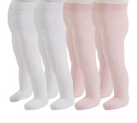 PIKY PACK 4 Pairs Baby Tights, Newborn Microfiber Pantyhose, Baby 40 Deniers Tights, Sizes from 3 Months to 24 Months, Hosiery Made in Italy (UK, Age, 6 Months, 2 Pairs White + 2 Pairs Pink)