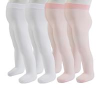 PIKY PACK 4 Pairs Sheer Girls’ Tights 20 DEN, Kids Plain and Stretchy Daily Pantyhose, from 2 to 14 Years old (UK, Age, 12 Years, 14 Years, Regular, White+Pink)