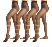 PIKY PACK 4 Pairs Support Tights, Sheer Travel Pantyhose, Medium Leg Support Tights 8 mm/Hg, 40 DEN, Made in Italy (UK, Alpha, S, M, Regular, Regular, Black)