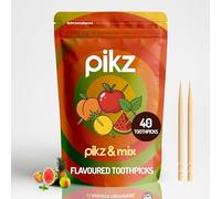 pikz Flavoured Toothpicks - Bold Natural Flavours, Resealable Packs - Fun, Cheeky Tooth Picks - Zero Sugar, Natural Birchwood Toothpicks (100 Toothpick Pack) (40 Toothpicks, pikz + mix)