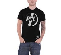 Pil Public Image Ltd T Shirt White Band Logo Official Mens Black L