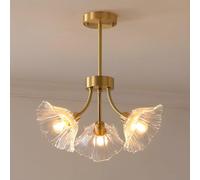 Pilanp Creative Gold Pendant Lamp Light Luxury Copper Chandeliers With Flower Glass Shade Pendant Lighting For Living Room Dining Room Bedroom Study Kitchen Ceiling Light Fixtures