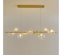Pilanp Creative Linear Chandelier Nordic G9 LED Pendant Light Indoor Globe Glass Chandelier For Dining Room Office Bar Kitchen Island 8-Lights 43.3in Pendant Light