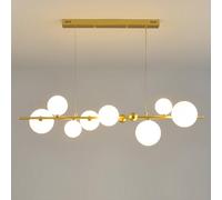 Pilanp Creative Linear Chandelier Nordic G9 LED Pendant Light Indoor Globe Glass Chandelier For Dining Room Office Bar Kitchen Island 8-Lights 43.3in Pendant Light