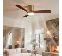 Pilanp Nordic Ceiling Fan With Light Indoor Quiet Ceiling Fans Walnut Wood Blades, 6 Gear Wind Speed Remote Ceiling Fan Lights For Living Room Dining Room Bedroom