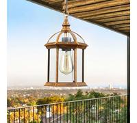 Pilanp Vintage Outdoor Pendant Light Rubbed Brass Chandelier For Porch Hanging Lantern with Adjustable Chain Anti-Rust Waterproof Aluminum Pendant Lamp with Clear Shade for Patio Garden Balcony