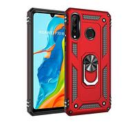 Pilaru for Huawei P30 Lite case/NOVA 4e case, with HD Screen Protector, [Military Grade 16ft. Drop Tested],Magnetic Ring Kickstand Car Mount Protective Cover for Huawei P30 Lite/NOVA 4e,Red