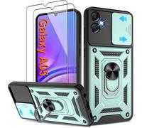 Pilaru Shockproof Case for Samsung A05 Military-Grade Drop Proof Dual-Layer Protective with Camera Slide Cover | Precision Hole, Built-in Kickstand & 2 Screen Protectors for Galaxy A05 Phone,Green