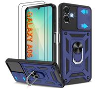 Pilaru Shockproof Case for Samsung A06 Military-Grade Drop Proof Dual-Layer Protective with Camera Slide Cover | Precision Hole, Built-in Kickstand & 2 Screen Protectors for Galaxy A06 Phone,Blue