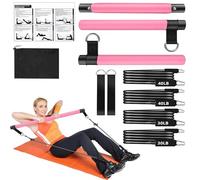Pilate Bar Kit | Workout Bar with Ankle Bands Resistance Bands | Adjustable Equipment Enhancer Multifunctional for Training Arm Core Strength Muscular Strength Hip Waist Butt Women Men
