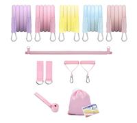 Pilates Bar 12-in-1 Kit with 100 lbs Total Resistance, Adjustable 3-Section Pilates Stick, 5-Level Bands, Door Anchor & Full Accessories, Home Gym Equipment for Legs, Arms, Core for Women & Men