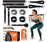 Pilates Bar Kit with Resistance Bands, 3-Section Multifunctional Yoga Pilates Bar with Metal Adjustment Buckle.Portable Pilates Equipment for Women & Men Full-Body Workouts at Home Gym