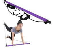 Pilates Bar Kit with Resistance Bands - Full Body Workout Exercise Stick for Home & Gym - Toning Bar for Abs, Arms, Legs, Glutes - for Men & Women (Purple)