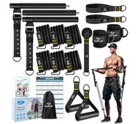 Pilates Bar Kit with Resistance Bands, Multifunctional Metal Exercise Bar with Heavy-Duty Metal Adjustment Buckle, Portable Home Gym Pilates Resistance Bar Kit for Heavy Weight Training Men&Women